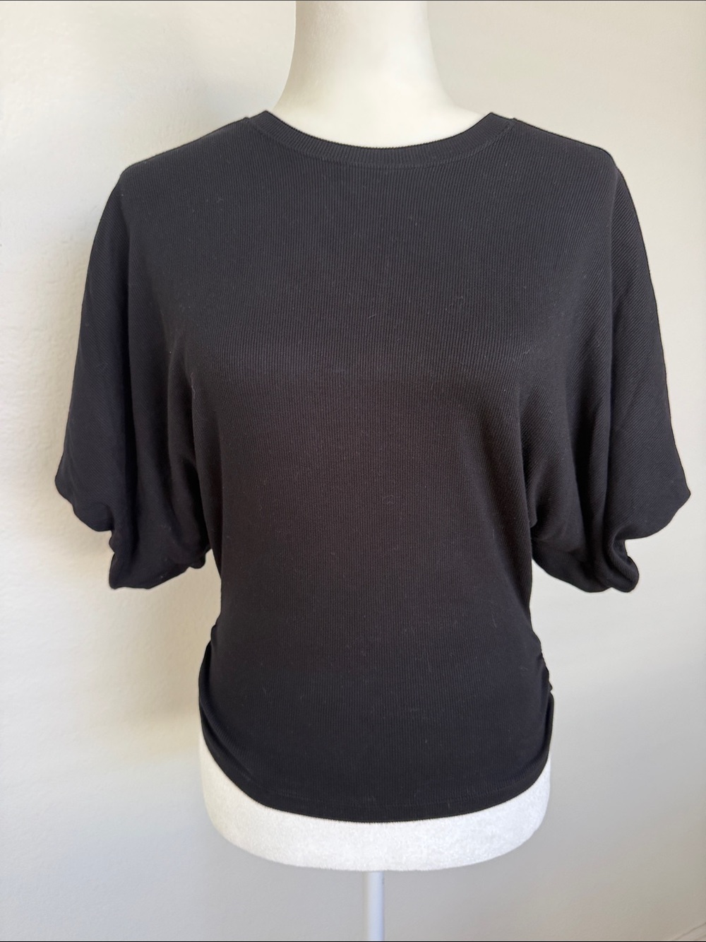 Michael Stars Black Short Sleeve Ribbed Knit Top